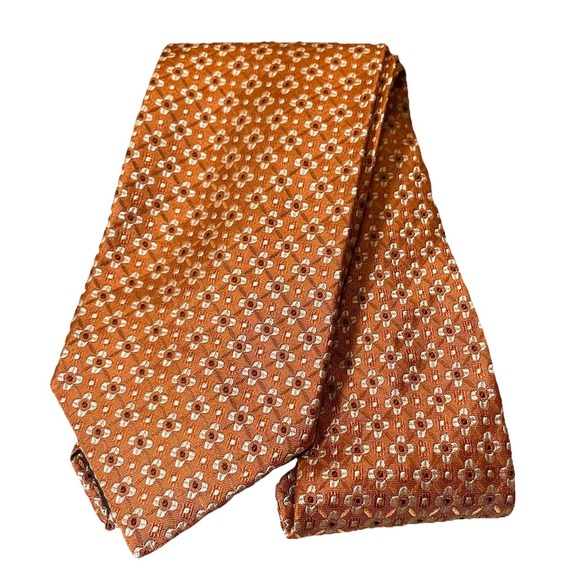 Jos. A. Bank Other - Jos. A. Bank 100% Silk Floral Tie Mens Orange Beige Classic Made In Italy 4x58"